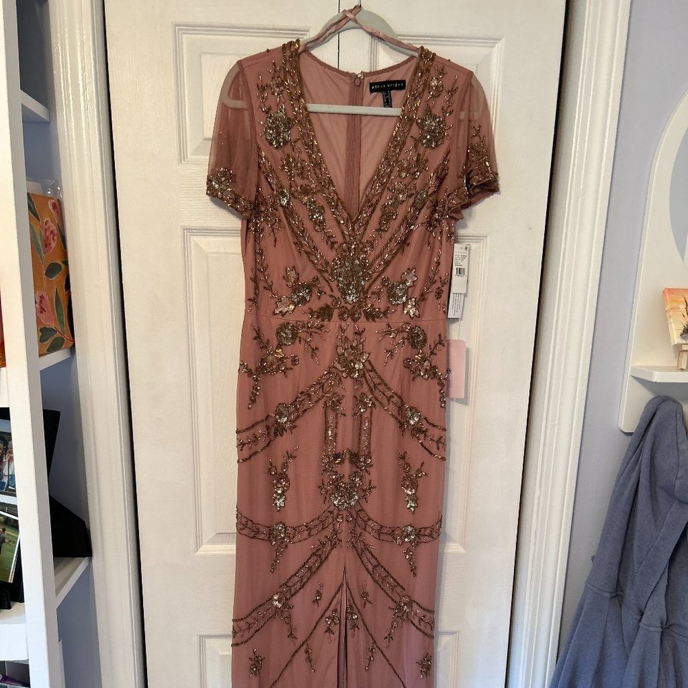 Aidan Mattox Rose Gold Embellished Dress